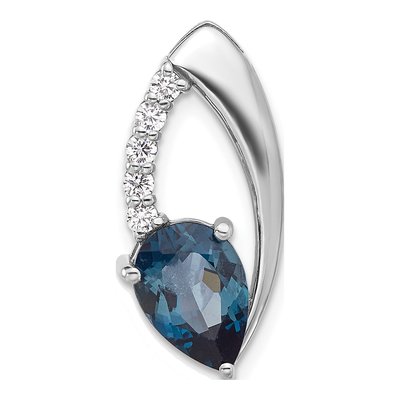 Sterling Silver London Blue Topaz & CZ Slide Pendant