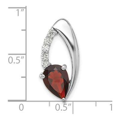 Sterling Silver Garnet & CZ Slide Pendant – view 4