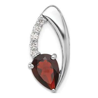 Sterling Silver Garnet & CZ Slide Pendant