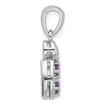 Sterling Silver Amethyst & CZ Swirl Pendant – view 2