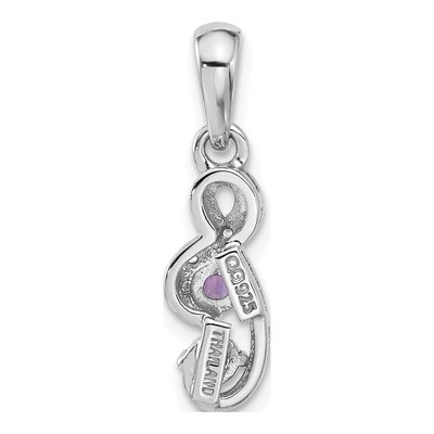 Sterling Silver Amethyst & CZ Swirl Pendant – view 3