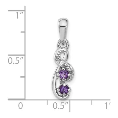 Sterling Silver Amethyst & CZ Swirl Pendant – view 4