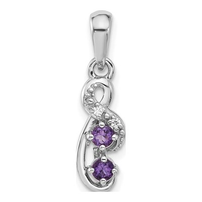 Sterling Silver Amethyst & CZ Swirl Pendant