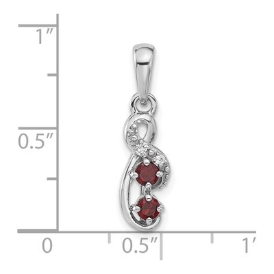 Sterling Silver Garnet & CZ Swirl Pendant – view 4