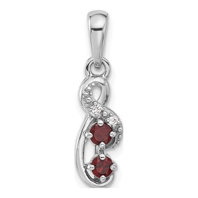 Sterling Silver Garnet & CZ Swirl Pendant