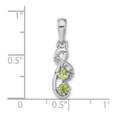 Sterling Silver Peridot & CZ Swirl Pendant – view 4