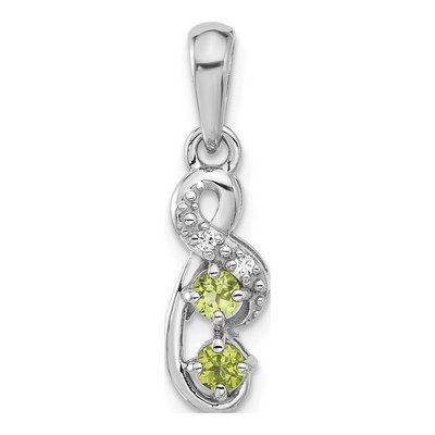 Sterling Silver Peridot & CZ Swirl Pendant