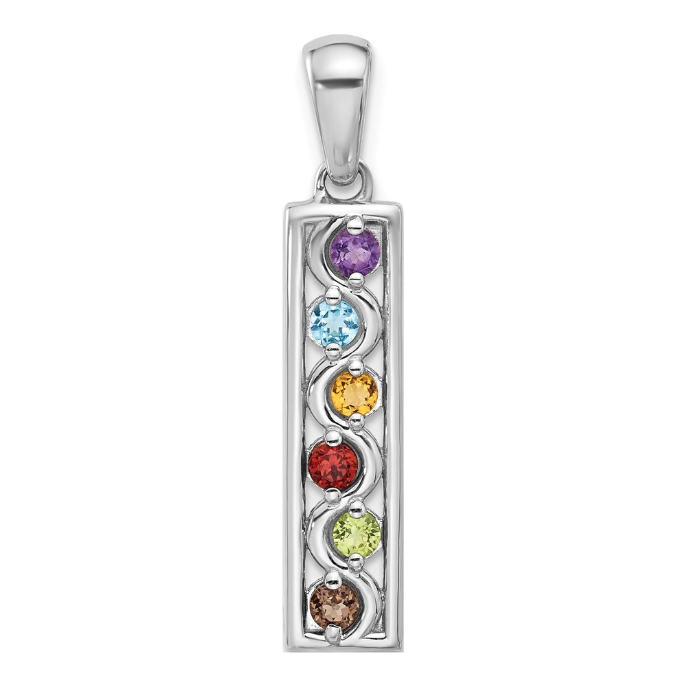 Sterling Silver Rainbow Multi Gemstone Pendant