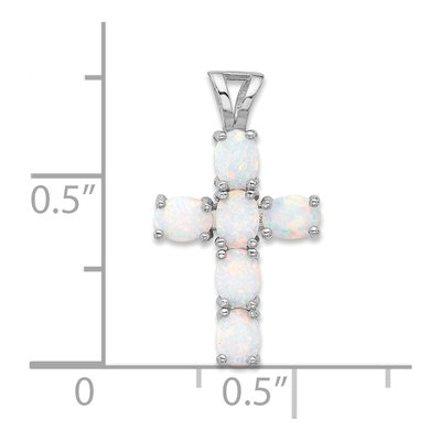 Sterling Silver Lab-Created Opal Cross Pendant – view 4