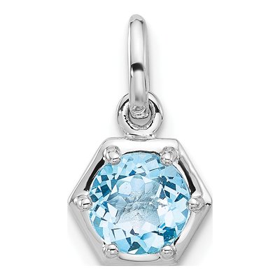 Sterling Silver Sky Blue Topaz Solitaire Pendant