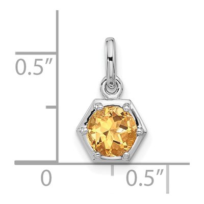 Sterling Silver Citrine Solitaire Pendant – view 4