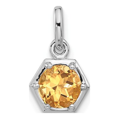Sterling Silver Citrine Solitaire Pendant