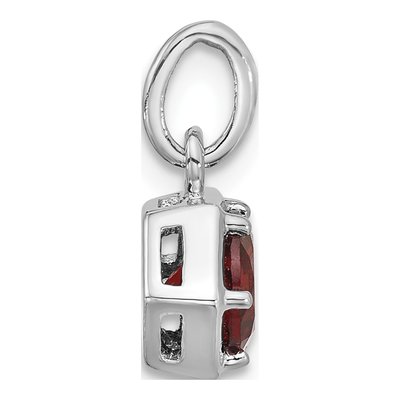 Sterling Silver Garnet Solitaire Pendant – view 2