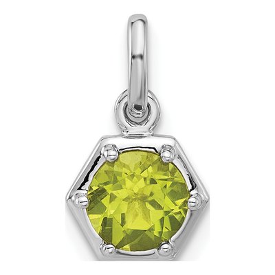 Sterling Silver Peridot Solitaire Pendant