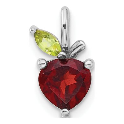 Sterling Silver Garnet Apple Pendant