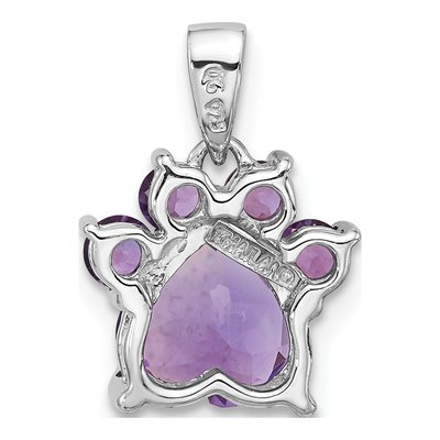 Sterling Silver Amethyst Paw Pendant – view 4