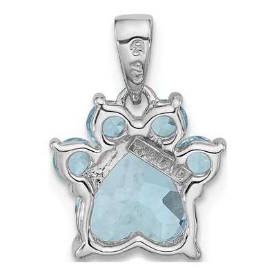 Sterling Silver Sky Blue Topaz Paw Pendant – view 4