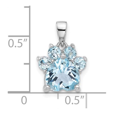 Sterling Silver Sky Blue Topaz Paw Pendant – view 5