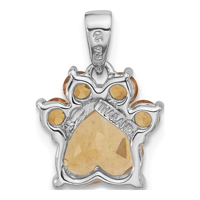 Sterling Silver Citrine Paw Pendant – view 3
