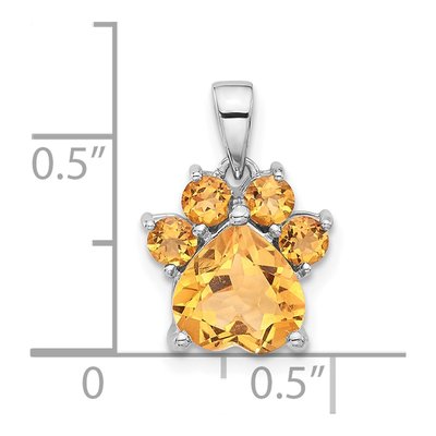Sterling Silver Citrine Paw Pendant – view 4