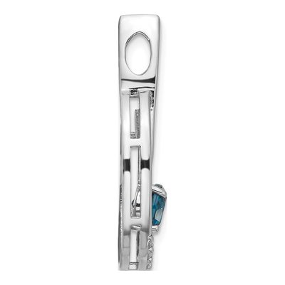 Sterling Silver London Blue Topaz & CZ Slide Pendant – view 2