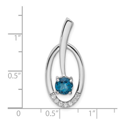 Sterling Silver London Blue Topaz & CZ Slide Pendant – view 4