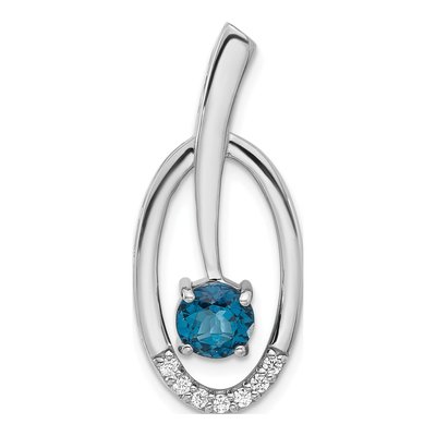 Sterling Silver London Blue Topaz & CZ Slide Pendant