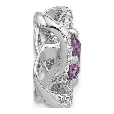 Sterling Silver Amethyst & CZ Slide Pendant – view 2