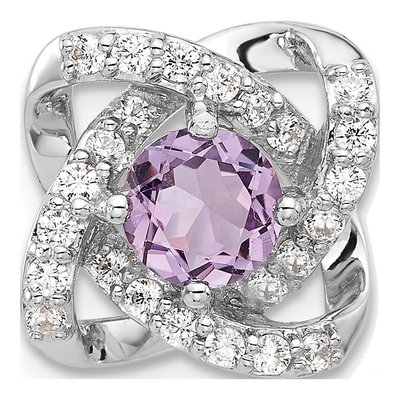 Sterling Silver Amethyst & CZ Slide Pendant