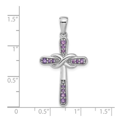 Sterling Silver Amethyst Infinity Cross Pendant – view 4