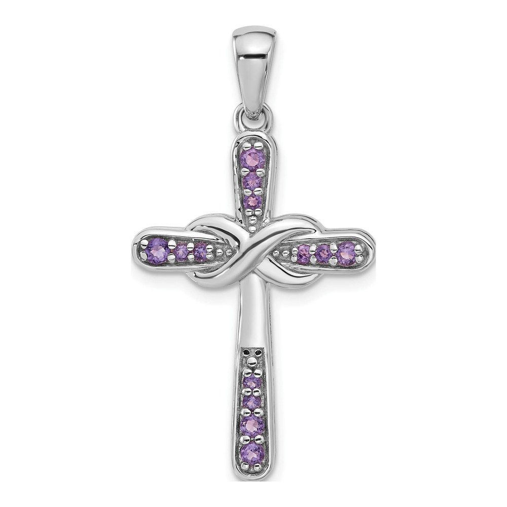 Sterling Silver Amethyst Infinity Cross Pendant