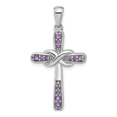 Sterling Silver Amethyst Infinity Cross Pendant