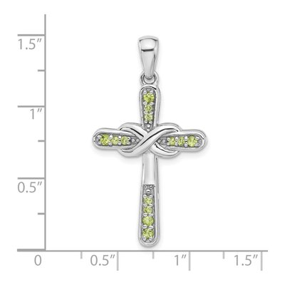 Sterling Silver Peridot Infinity Cross Pendant – view 4