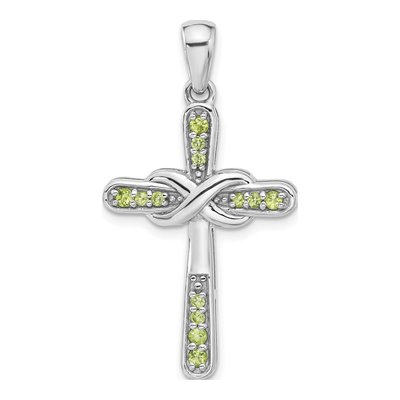 Sterling Silver Peridot Infinity Cross Pendant