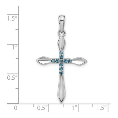 Sterling Silver London Blue Topaz Cross Pendant – view 4