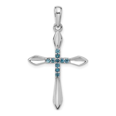 Sterling Silver London Blue Topaz Cross Pendant