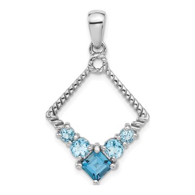 Sterling Silver London Blue Topaz & Swiss Blue Topaz Pendant