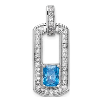 Sterling Silver Swiss Blue Topaz & CZ Pendant