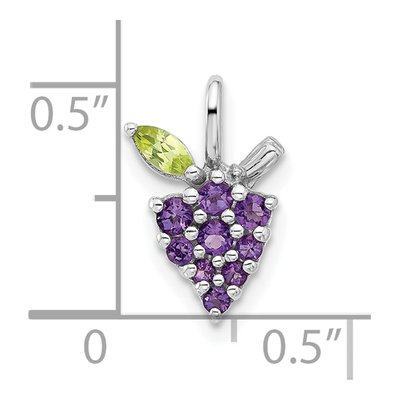 Sterling Silver Amethyst & Peridot Grapes Pendant – view 4