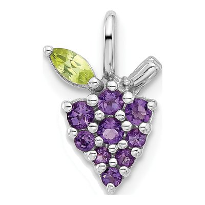 Sterling Silver Amethyst & Peridot Grapes Pendant