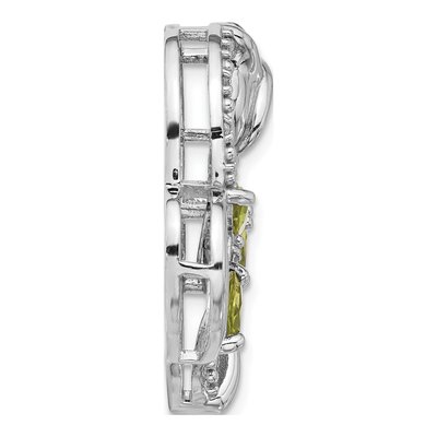 Sterling Silver Peridot & White Topaz Heart Slide Pendant – view 2