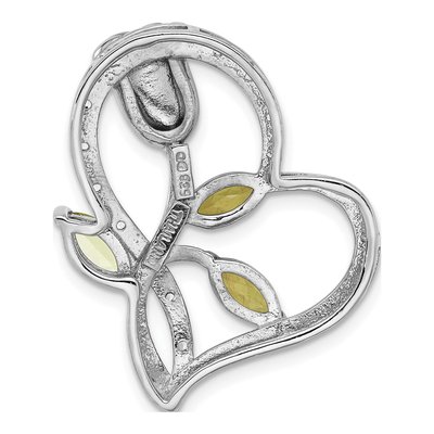 Sterling Silver Peridot & White Topaz Heart Slide Pendant – view 3