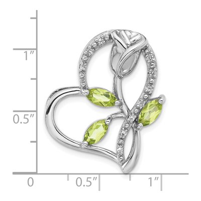 Sterling Silver Peridot & White Topaz Heart Slide Pendant – view 4