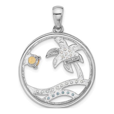 Sterling Silver Citrine & Swiss Blue Topaz Multi-Gemstone Palm Tree Pendant – view 3