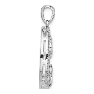 Sterling Silver Garnet & CZ Owl Pendant – view 2