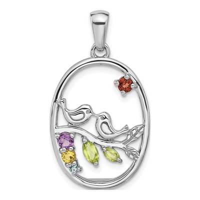 Sterling Silver Amethyst & Citrine Rainbow Bird Pendant