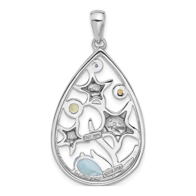 Sterling Silver Citrine & Peridot Rainbow Starfish Pendant – view 3