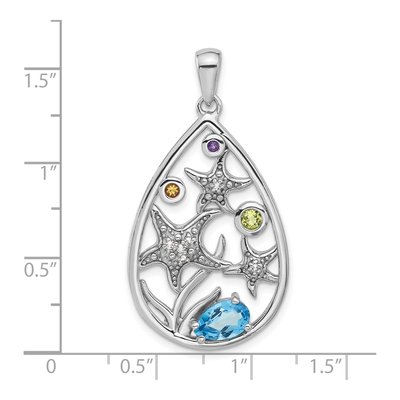 Sterling Silver Citrine & Peridot Rainbow Starfish Pendant – view 4