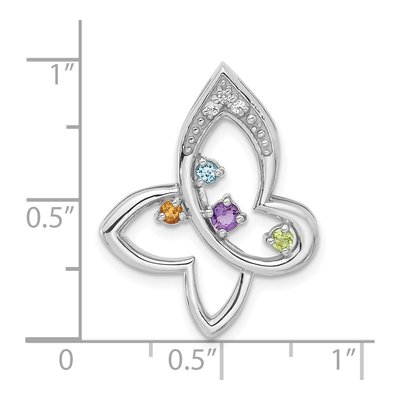 Sterling Silver Citrine & Swiss Blue Topaz Rainbow Butterfly Slide Pendant – view 4