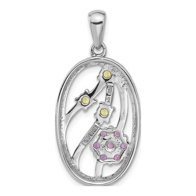 Sterling Silver Peridot & Amethyst Flower Pendant – view 3